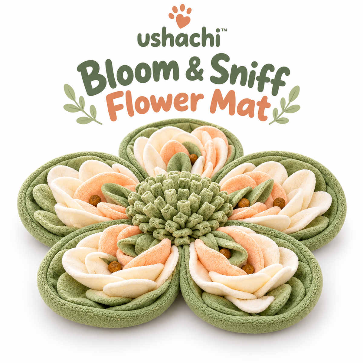 ushachi™ Bloom & Sniff Flower Snuffle Mat for Dogs – Interactive Nosework Feeding Mat with Hidden Treat Pockets