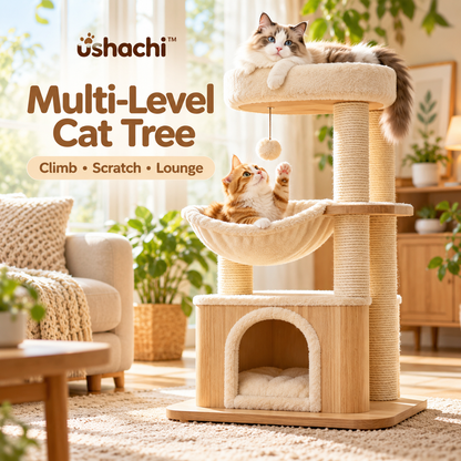 ushachi™ Moon Orbit Cat Ball Track Toy – Interactive Two-Level Rolling Ball Chase Toy for Indoor Cats