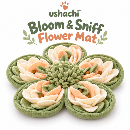 ushachi™ Bloom & Sniff Flower Snuffle Mat for Dogs – Interactive Nosework Feeding Mat with Hidden Treat Pockets