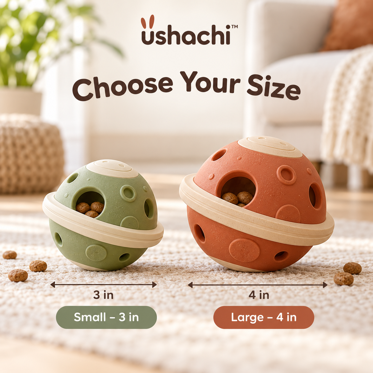 ushachi™ Orbit Treat-Dispensing Dog Ball – Interactive Rolling Puzzle Toy with Adjustable Snack Opening
