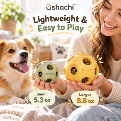 ushachi™ Orbit Treat-Dispensing Dog Ball – Interactive Rolling Puzzle Toy with Adjustable Snack Opening