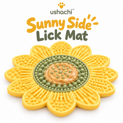 ushachi™ Sunny Side Silicone Lick Mat for Dogs – Sunflower-Shaped Slow Feeding & Enrichment Pad with Suction Cups